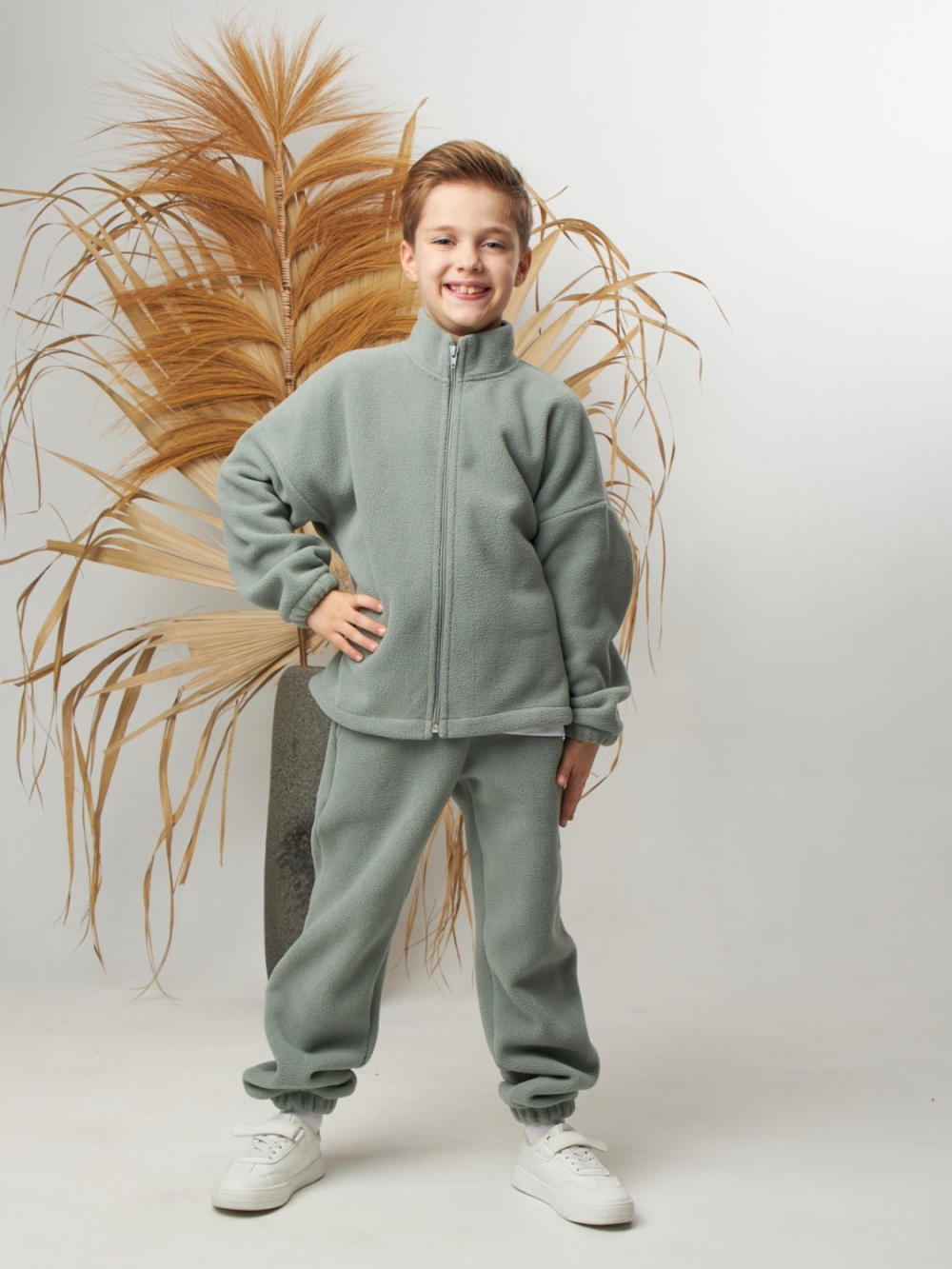 331. Костюм детский (Брюки+Толстовка), оливковый, 100% полиэстер, р. 98,104,110,116