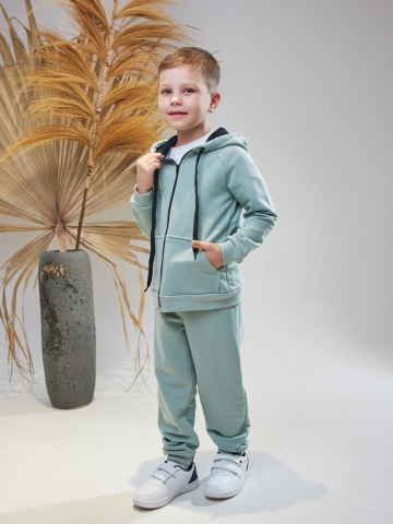 328-ОЛ. Костюм детский  на молнии, олива, хлопок 65%, 35% ПЭ, 3-х нитка без начеса 98,104,110,116