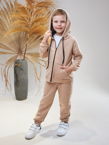 Купить оптом 328-К. Костюм детский  на молнии, капучино хлопок 65%, 35% ПЭ, 3-х нитка без начеса 80,86,92 в Невинномысске