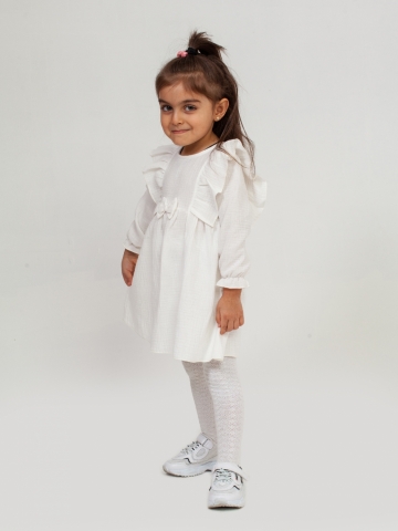 Купить 321-МО. Платье из муслина детское, хлопок 100% молочный, р. 98,104,110,116 в Невинномысске