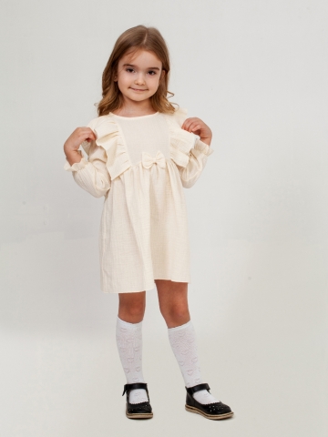 Купить 321-СЛ. Платье из муслина детское, хлопок 100% сливочный, р. 98,104,110,116 в Невинномысске